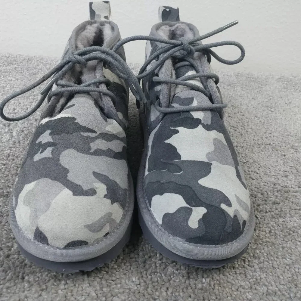 Alpine Design Boys Size 5 Boots Camo Suede Camouflage Gray Lace Up Shoes Dylan